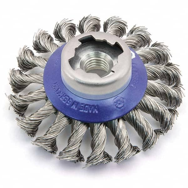 Osborn - 4-1/2" OD, 5/8-11 Arbor Hole, Knotted Steel Wheel Brush - Industrial Tool & Supply