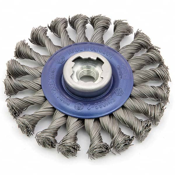 Osborn - 5" OD, 5/8-11 Arbor Hole, Knotted Stainless Steel Wheel Brush - Industrial Tool & Supply