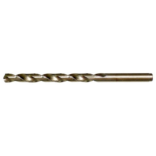 10.50mm RHS / RHC HSS-CO 8% (M42) 135 Degree Split Point Cobalt Heavy Duty Jobber Length Drill - Straw / Gold Oxide - Exact Industrial Supply
