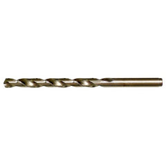 10.50mm RHS / RHC HSS-CO 8% (M42) 135 Degree Split Point Cobalt Heavy Duty Jobber Length Drill - Straw / Gold Oxide - Exact Industrial Supply
