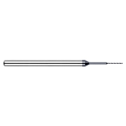 ‎0.016″ Dia. × 1/8″ Shank × 0.27″ Flute Length × 1-1/2″ OAL, 130°, AlTiN, 2xD Flute, Round Solid Carbide Drill - Exact Industrial Supply