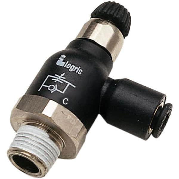 Legris - Speed & Flow Control Valves Valve Type: Compact Meter Out Flow Control Male Thread Size: 1/2 NPT - Industrial Tool & Supply