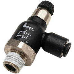 Legris - Speed & Flow Control Valves Valve Type: Compact Meter Out Flow Control Male Thread Size: 1/2 NPT - Industrial Tool & Supply