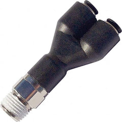 Legris - Plastic Push-To-Connect Tube Fittings Type: Male Y Connector Tube Outside Diameter (Inch): 1/8 - Industrial Tool & Supply