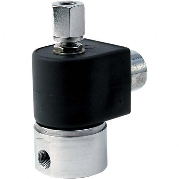 Parker - 120/60 - 110/50 VAC 1/4" NPT Port Stainless Steel Two-Way Direct Acting Solenoid Valve - Industrial Tool & Supply