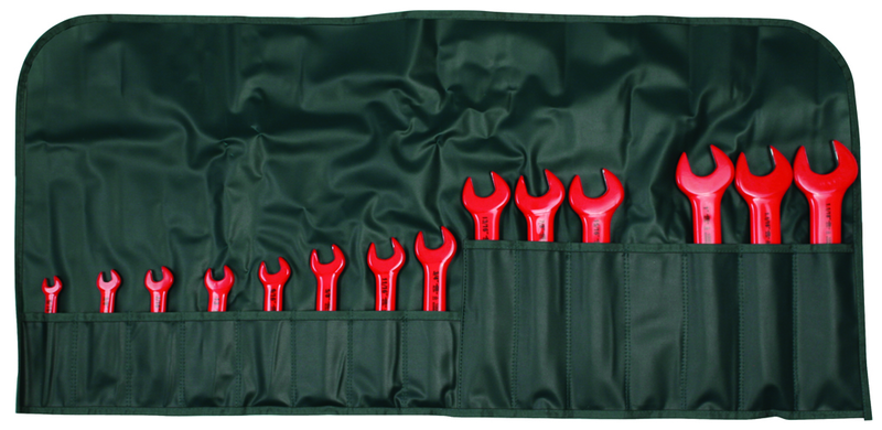 Insulated Open End Inch Wrench 14 Piece Set Includes: 5/16" - 1-1/8" In Canvas Pouch - Industrial Tool & Supply