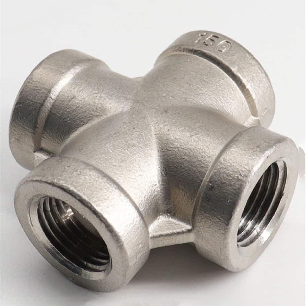 Guardian Worldwide - Stainless Steel Pipe Fittings; Type: Cross ; Fitting Size: 4 ; End Connections: FNPT x FNPT x FNPT x FNPT ; Material Grade: 316 ; Pressure Rating (psi): 150 - Exact Industrial Supply