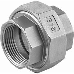 Guardian Worldwide - Stainless Steel Pipe Fittings; Type: Union ; Fitting Size: 1/8 ; End Connections: FNPT x FNPT ; Material Grade: 316 ; Pressure Rating (psi): 150 ; Length (Inch): 1.06 - Exact Industrial Supply