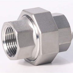 Guardian Worldwide - Stainless Steel Pipe Fittings; Type: Union ; Fitting Size: 1 ; End Connections: FNPT x FNPT ; Material Grade: 304 ; Pressure Rating (psi): 150 ; Length (Inch): 1.87 - Exact Industrial Supply