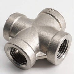 Guardian Worldwide - Stainless Steel Pipe Fittings; Type: Cross ; Fitting Size: 3/8 ; End Connections: FNPT x FNPT x FNPT x FNPT ; Material Grade: 304 ; Pressure Rating (psi): 150 - Exact Industrial Supply