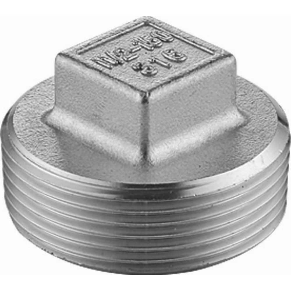 Guardian Worldwide - Stainless Steel Pipe Fittings; Type: Square Head Plug ; Fitting Size: 2 ; End Connections: MNPT ; Material Grade: 316 ; Pressure Rating (psi): 150 ; Length (Inch): 1-3/4 - Exact Industrial Supply