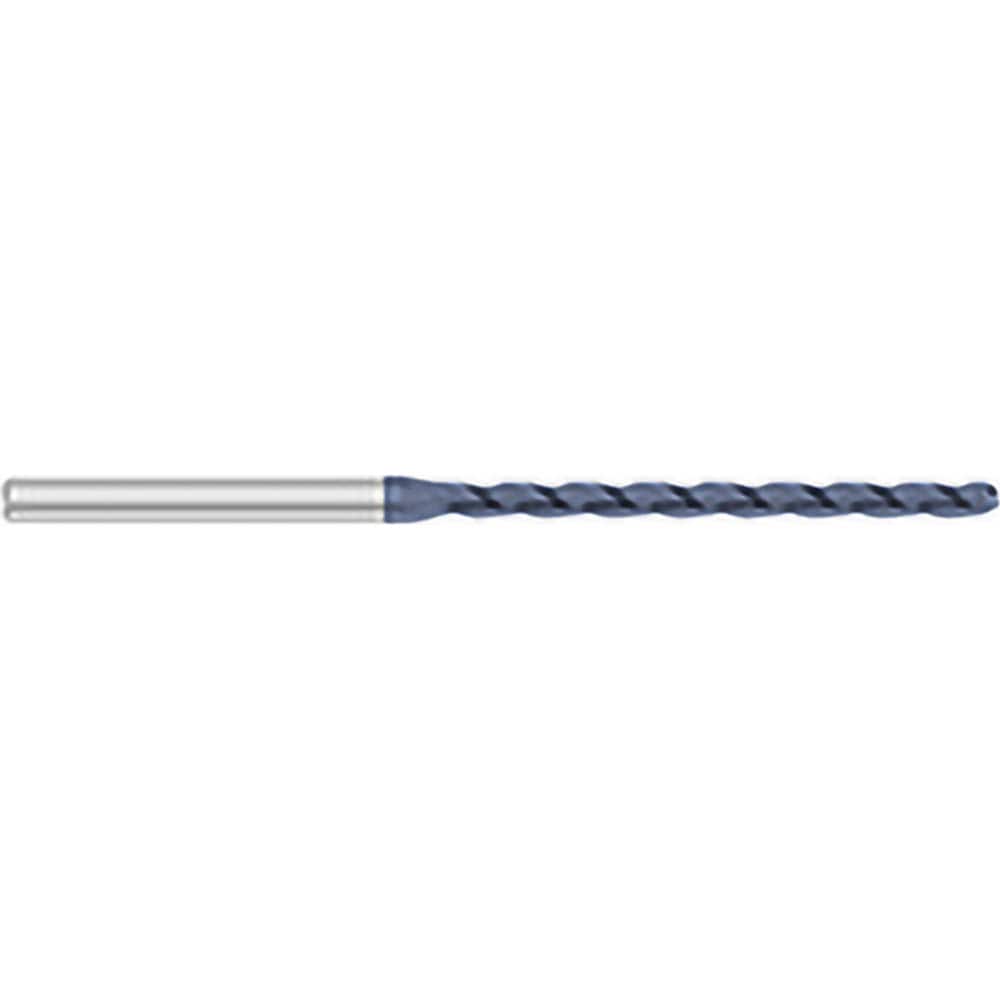 Ball End Mill: 0.065″ Dia, 0.5″ LOC, 3 Flute, Solid Carbide 2-1/2″ OAL, 1/8″ Shank Dia, 30 ° Helix, AlTiN Coated, Single End
