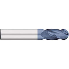 Ball End Mill: 0.2165″ Dia, 0.6299″ LOC, 4 Flute, Solid Carbide 50 mm OAL, 6 mm Shank Dia, 30 ° Helix, AlTiN Coated, Single End