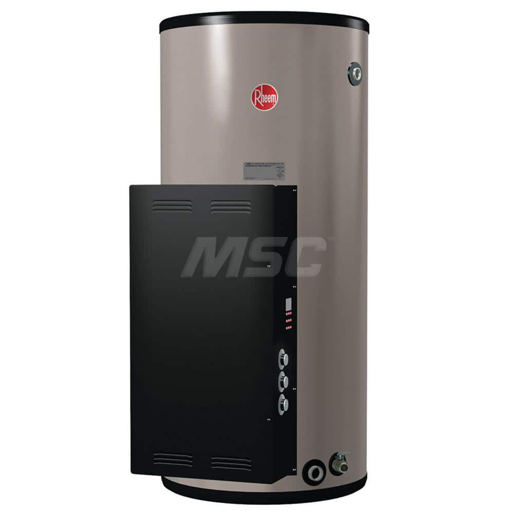 Electric Water Heaters; Style: Heavy-Duty; Voltage: 480; Wire Gauge: 10; Temperature Rise: 140 ™F @ 106 GPH; Kilowatts: 36; Tank Capacity (Gal.): 120.00; Diameter/Width (Inch): 30-1/4; Amperage Rating: 75; 43; Phase: 1; 3