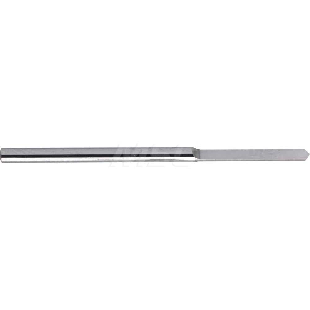 Gun Drill Bits; DrillType: Half-Round Single Lip Gun Drill; Drill Size (Inch): 0.0177; Drill Size (Metric): 0.450; Drill/Shank Material: Solid Carbide; Flute Length (Metric): 4.50; Depth of Cut (Metric): 4.50; Number of Flutes: 1; Coolant Hole Configurati