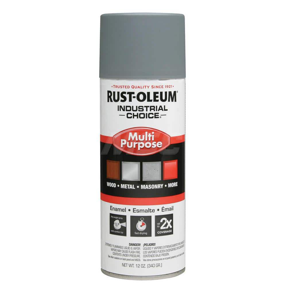 Enamel Spray Paint: Gray, Flat, 12 oz Indoor & Outdoor, Use on Metal, Wood, Concrete & Masonry, 50 to 100 ° F