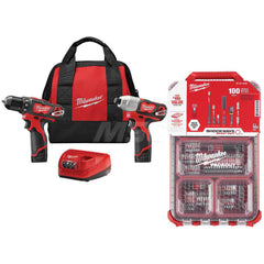 Cordless Tool Combination Kit: 12V 1/4″Impact Driver, 12V Lithium-Ion Battery, 3/8″Drill Driver, 30-Minute Charger, Contractor Bag, SHOCKWAVE Packout Kit,  Contractor Bag