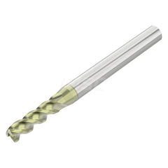 Corner Radius End Mill: 7/32″ Dia, 3/4″ LOC, 0.03″ Radius, 3 Flutes, Solid Carbide 2-1/2″ OAL, 1/4″ Shank Dia, 45 ° Helix, ANF Coated, Corner Radius End, Centercutting, Series A345R