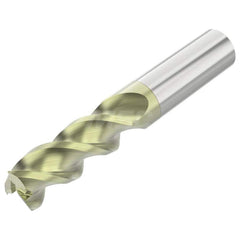 Corner Radius End Mill: 1/4″ Dia, 3/4″ LOC, 0.01″ Radius, 3 Flutes, Solid Carbide 2-1/2″ OAL, 1/4″ Shank Dia, 45 ° Helix, ANF Coated, Corner Radius End, Centercutting, Series A345R