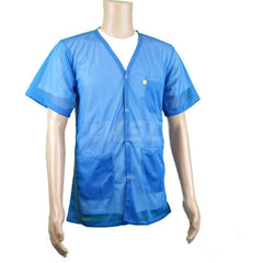 Smocks & Lab Coats; Garment Style: Smock; Material: Carbon; Size: 5X-Large; Color: Blue; Sleeve Length: 24; Closure Type: Snaps; Chest Size: 58; Closure Locaton: Front; Features: Light Weight; Chest Size (Inch): 58; Closure Location: Front