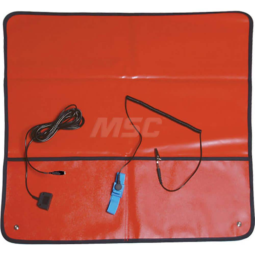 Anti-Static Work Kits & Table Mats; Mat Type: Anti-Static Table Mat; Material: PVC; Overall Length: 24.00; Thickness: .018 in; Resistance: 108.000; Color: Red