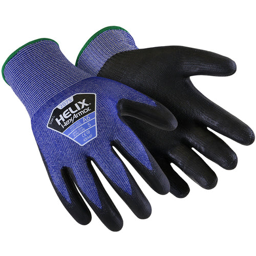 Helix High Cut, Blue Knit Glove with PU Dip, Size M