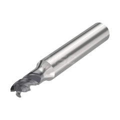 Corner Radius End Mill: 0.1969″ Dia, 3 Flutes, Solid Carbide 48 ° Helix, SIRON-A Coated, Corner Chamfer End, Centercutting, Series JS553