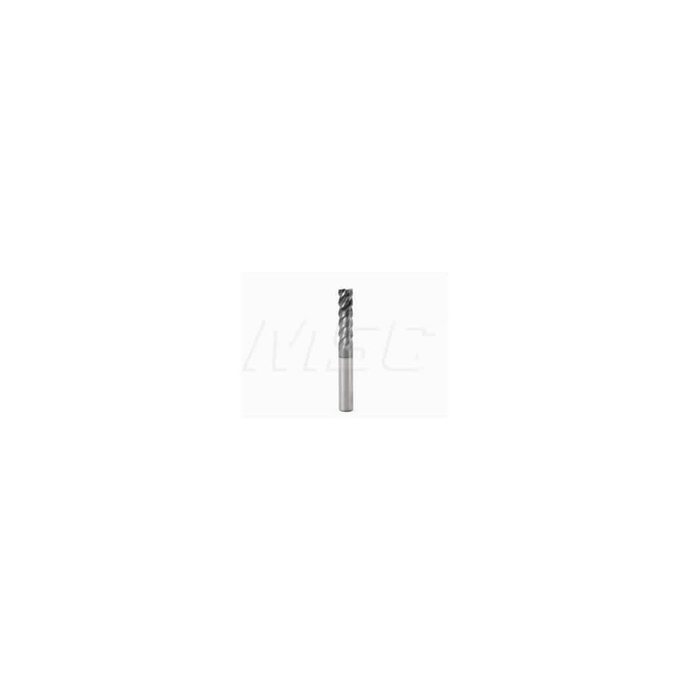 Corner Radius End Mill: 0.6299″ Dia, 4 Flutes, Solid Carbide 48 ° Helix, SIRON-A Coated, Corner Chamfer End, Centercutting, Series JS554