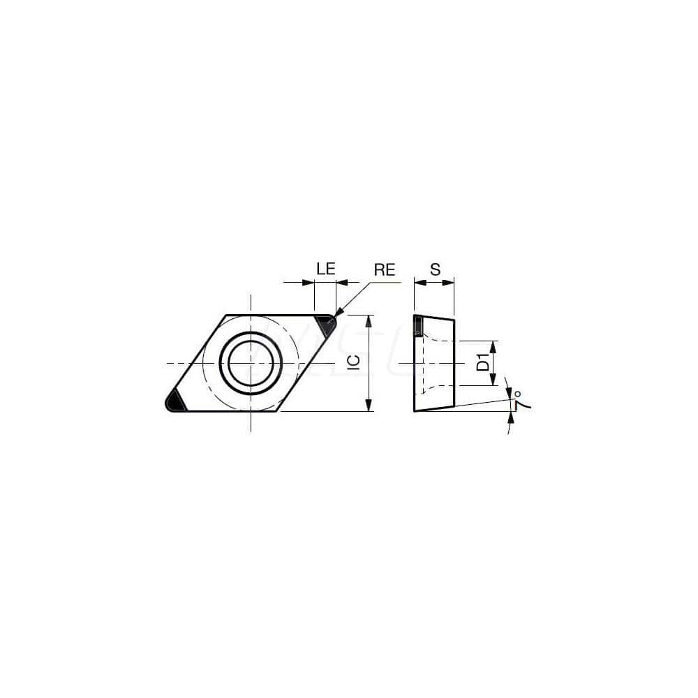Turning Insert:  2QP-DCMW32.51 BX360,  Polycrystalline Cubic Boron Nitride Uncoated Finish,  Neutral,  3/8″ Inscribed Circle,  0.0160″ Corner Radius,  55.0 &deg N/A Diamond,  Series  DCMW