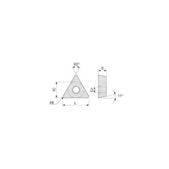 Turning Insert:  TPMT221PSF AH725,  Solid Carbide TiAlN Finish,  Neutral,  1/4″ Inscribed Circle,  0.0160″ Corner Radius,  60.0 &deg N/A Triangle,  Series  TPMT