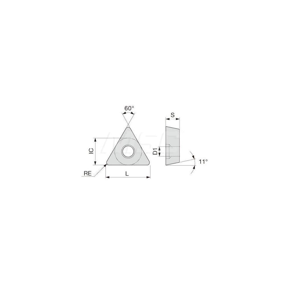 Turning Insert:  TPMT221PM AH725,  Solid Carbide TiAlN Finish,  Neutral,  1/4″ Inscribed Circle,  0.0160″ Corner Radius,  60.0 &deg N/A Triangle,  Series  TPMT
