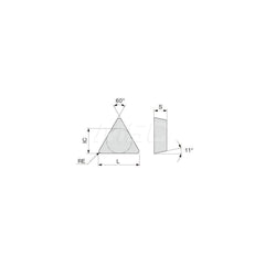Turning Insert:  TPMN221 T5115,  Solid Carbide TiCN, Al2O3 & TiN Finish,  Neutral,  1/4″ Inscribed Circle,  0.0160″ Corner Radius,  60.0 &deg N/A Triangle,  Series  TPMN