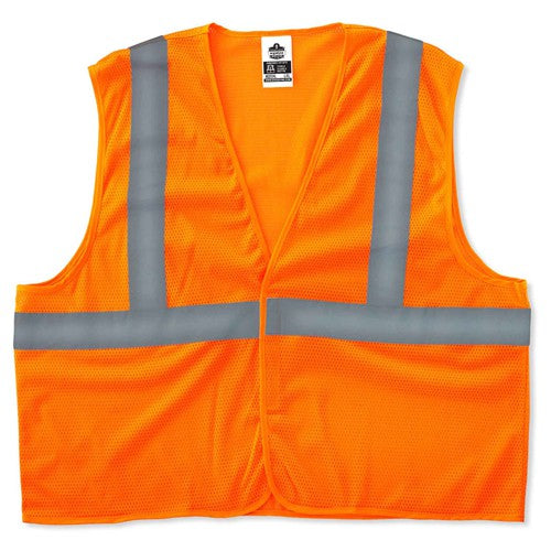 8205HL 2 XL/3 XL Econo 2 Hook & Loop Orange Vest - Industrial Tool & Supply