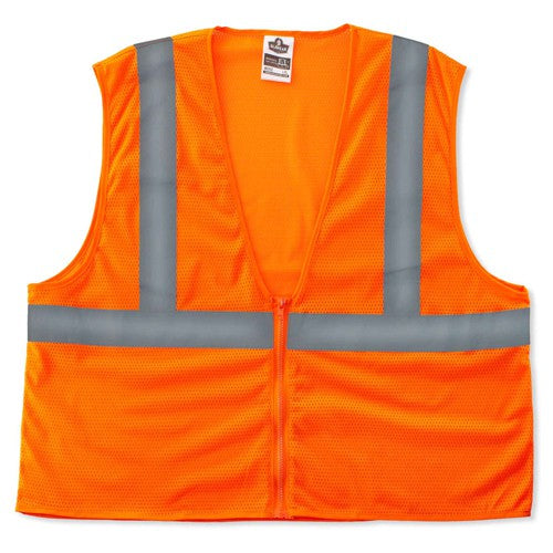 8205Z S/M Econo 2 Zipper Orange Vest - Industrial Tool & Supply