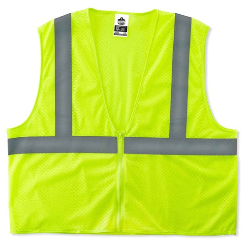 8205Z 2 XL/3 XL Econo 2 Zipper Lime Vest - Industrial Tool & Supply