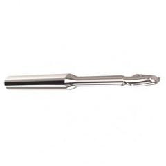 2mm Dia. - 2.5mm LOC - 38mm OAL - .15mm C/R  2 FL Carbide End Mill with 12mm Reach - Uncoated - Industrial Tool & Supply