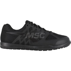 Work Boot: Size 8, Microfiber, Plain Toe Black, Medium Width, Non-Slip Sole