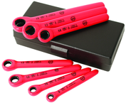 Insulated 7 Piece Metric Ratchet Wrench Set 8.0; 10.0; 12.0; 13.0; 14.0; 17.0; 19.0mm in Storage Case - Industrial Tool & Supply