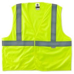 8255HL L/XL LIME TREATED POLY VEST - Industrial Tool & Supply