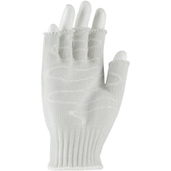 ‎22-615LHSL SS Engineered Yarn Glove - 3-strand Stainless Steel Wire Core/ /Poly - Hvy Wgt - Wht - Half-Finger - Exact Industrial Supply