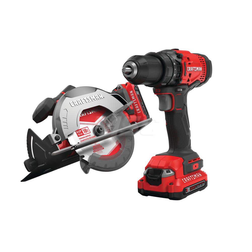 Cordless Tool Combination Kit: 20V CMCD700 Drill/Driver,  CMCS500 Circular Saw,  Double Sided Bit,  6-1/2-In 18T Carbide Tip Blade,  Hex Wrench,  (2) 20V MAX CMCB201 (1.5AH) Lithium Ion Batteries,  20V MAX Lithium Ion CMCB100 Desktop Charger