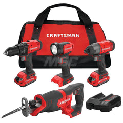 Cordless Tool Combination Kit: 20V CMCD700 Drill/Driver,  CMCF800 Impact Driver,  CMCS300 Reciprocating Saw,  CMCL020 Task Light,  (2) CMCB202 2.0Ah Li-Ion Battery,  20V MAX Charger,  Storage Bag,  PH 2 Bit,  Double Sided Bit,  6-in Recip Blade,  Tool Bag