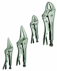 4 Piece - Curved & Straight Jaw Locking Plier Set - Industrial Tool & Supply