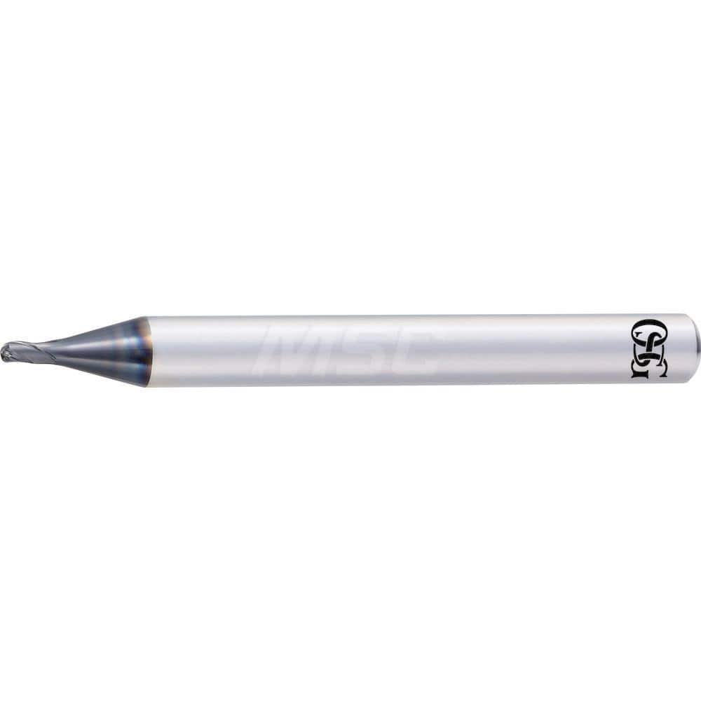 Ball End Mill: 0.1969″ Dia, 0.1969″ LOC, 3 Flute, Solid Carbide 60 mm OAL, 6 mm Shank Dia, 30 ° Helix, DUROREY Coated, Single End, Series 4730