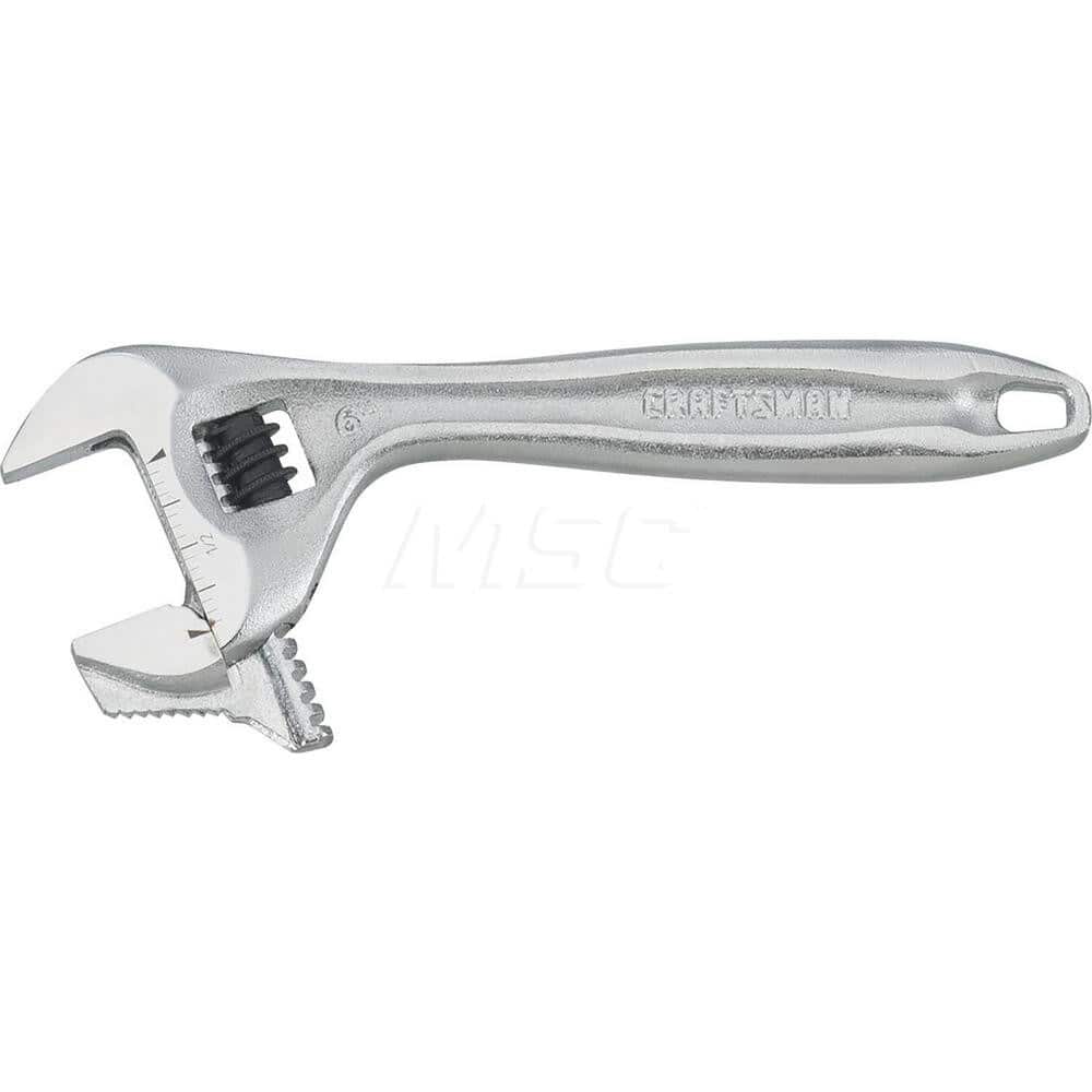 Adjustable Wrench: 8″ OAL Steel, Polished Chrome Finish