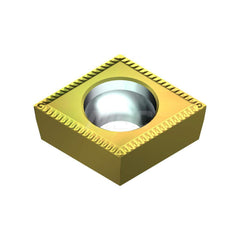 Turning Insert:  CCMT3252EFB T2500Z,  Cermet AlN Finish,  Neutral,  0.3819″ Long,  3/8″ Inscribed Circle,  0.0315″ Corner Radius,  80.0 &deg N/A Diamond,  Series  T2500Z