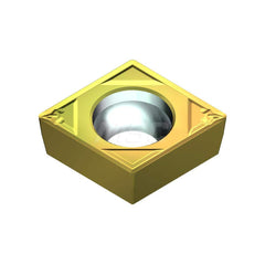 Turning Insert:  CCMT3251ELB T1500Z,  Cermet AlN Finish,  Neutral,  0.3819″ Long,  3/8″ Inscribed Circle,  0.0157″ Corner Radius,  80.0 &deg N/A Diamond,  Series  T1500Z