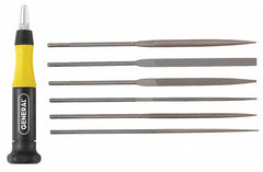 5-1/2" Swiss Pattern Needle File Set with Natural Finish; Number of Pieces: 6 - Industrial Tool & Supply