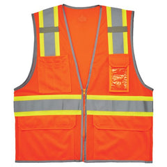 8246Z 2/3 XL Orange 2-Tone Mesh Vest Type R Class 2 W/ Reflective - Industrial Tool & Supply