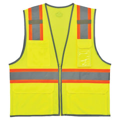 8246Z 2/3 XL Lime 2-Tone Mesh Vest Type R Class 2 W/ Reflective - Industrial Tool & Supply
